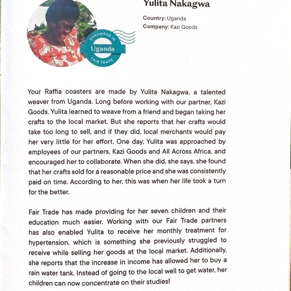 🆕 Uganda Oceana Raffia Coasters - set of 4 - Picture 5 of 7